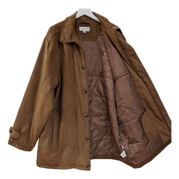 Cutter & Buck Men's Camel Tan Faux Suede Button & Zip Up Jacket Size XXL - Picture 4 of 11